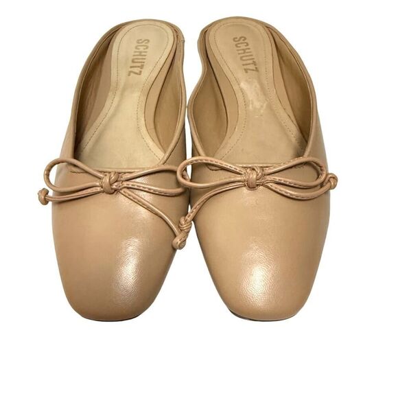 NWT Anthropologie Schutz Lolita Flats – Nude Leather Bow Slip-On Shoes, Size 6 - Picture 3 of 9